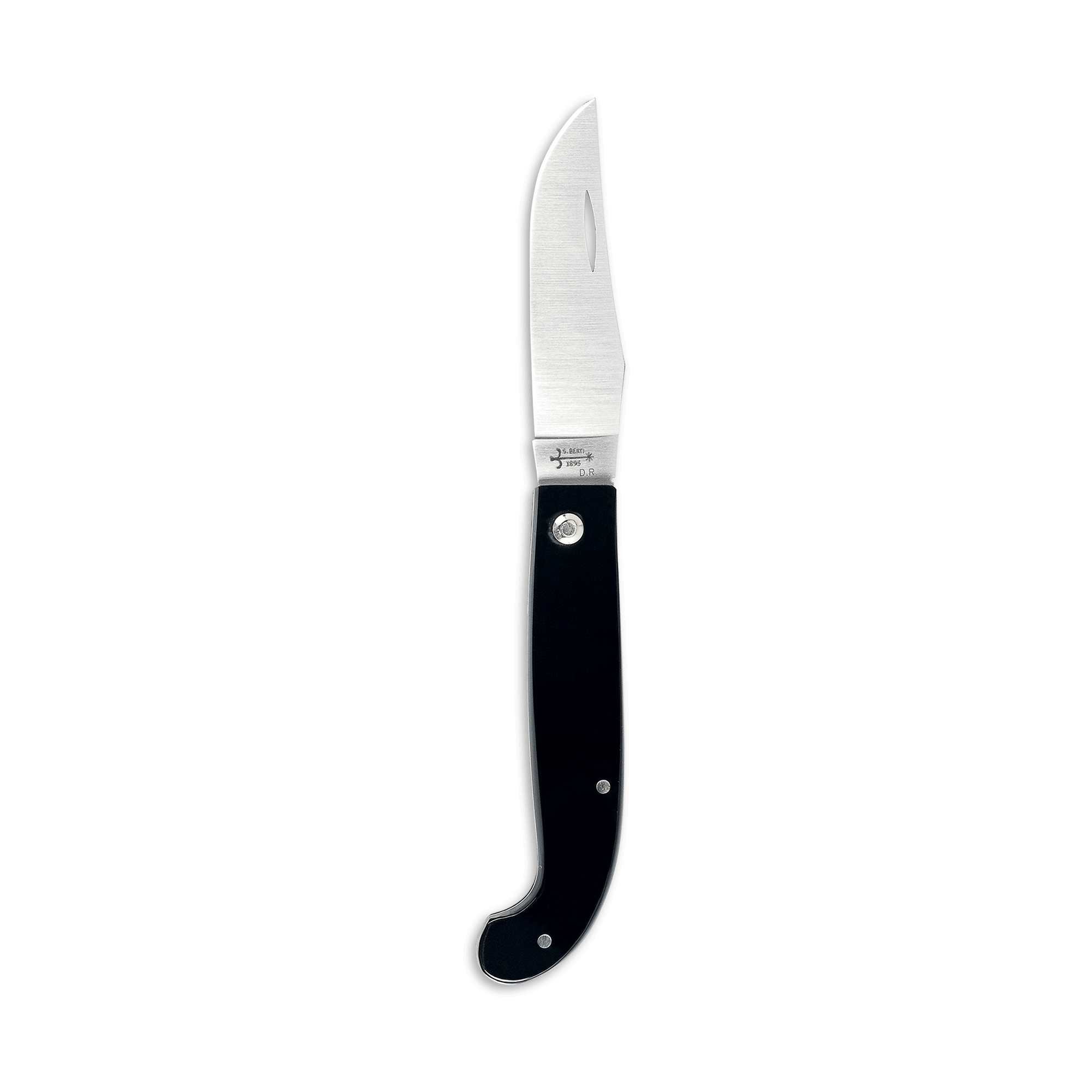 Berti Italian Handmade Insieme Curved Paring Knife With Black Lucite  Riveted Handle - Distinctive Decor