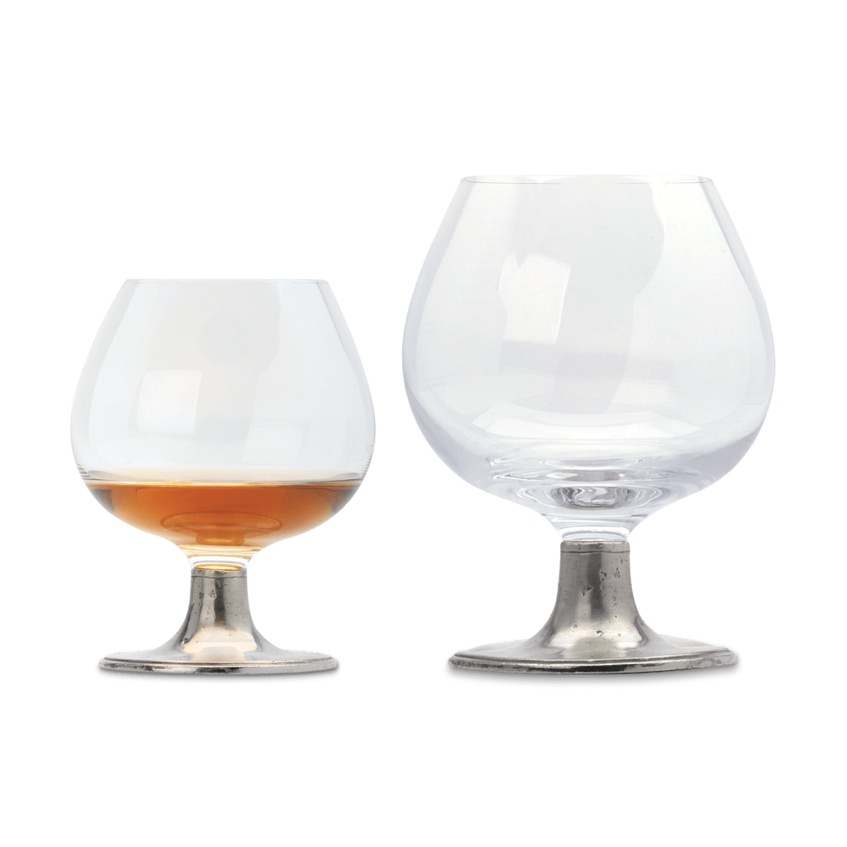 Square glass, cognac, 29 cl. In pewter and glass