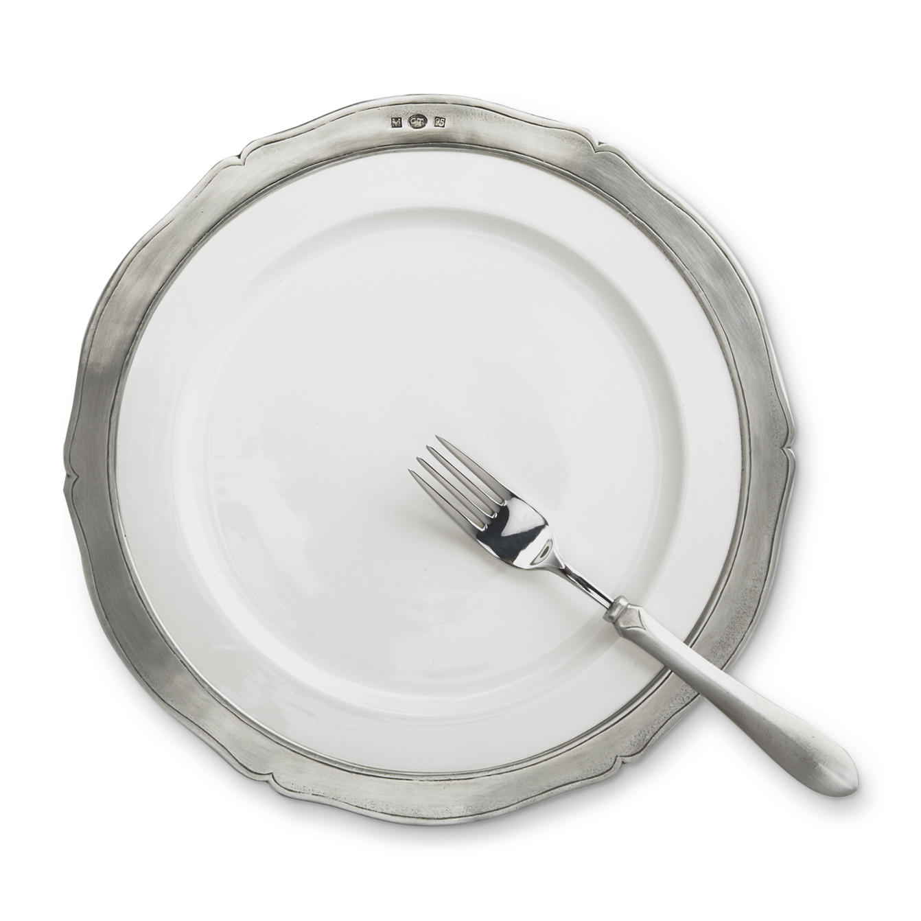 MATCH Pewter Viviana Dinnerware Dinner Plate White 11"