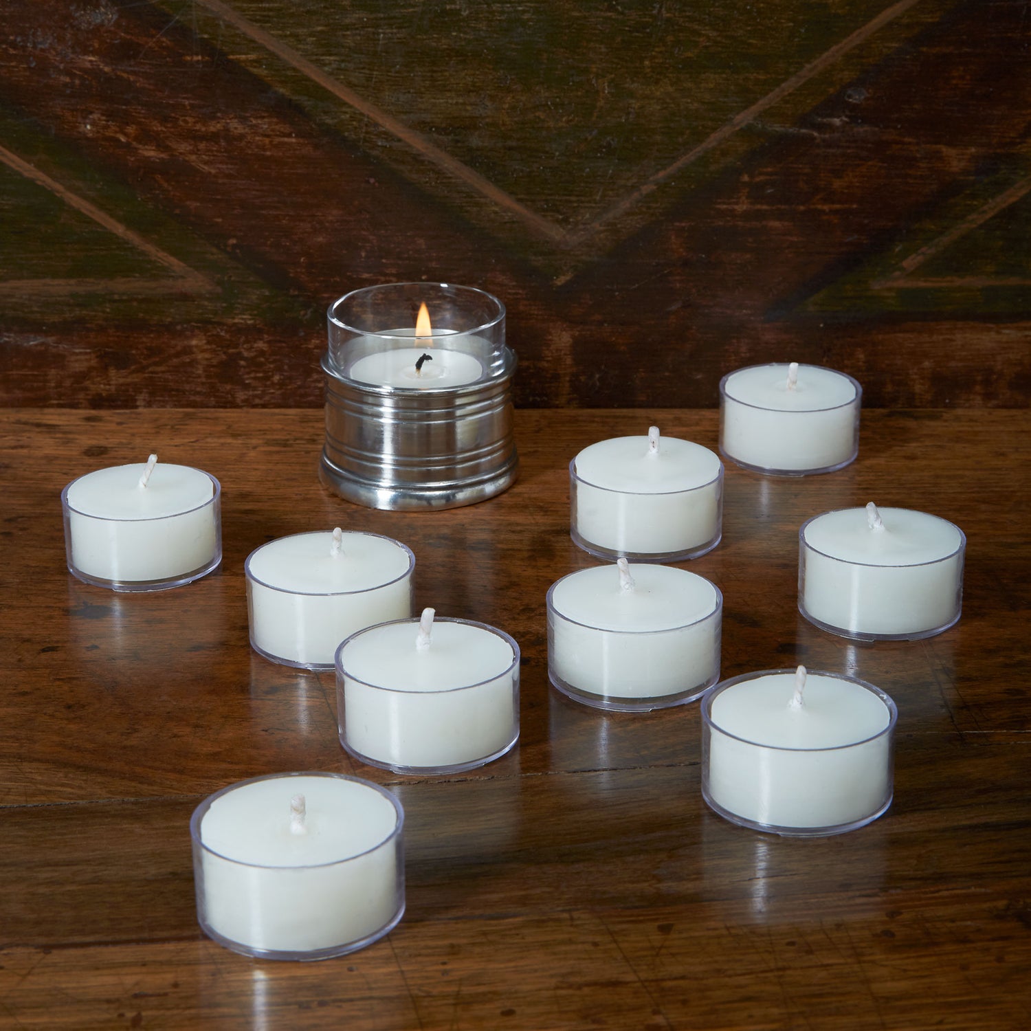 100 Pack Unscented Ivory Clear Cup Tea Light Candles for Dinner, Wedding,  Party